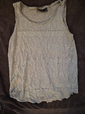 APT 9 Gray Studded Tank Top Size M Casual Sparkle Detail